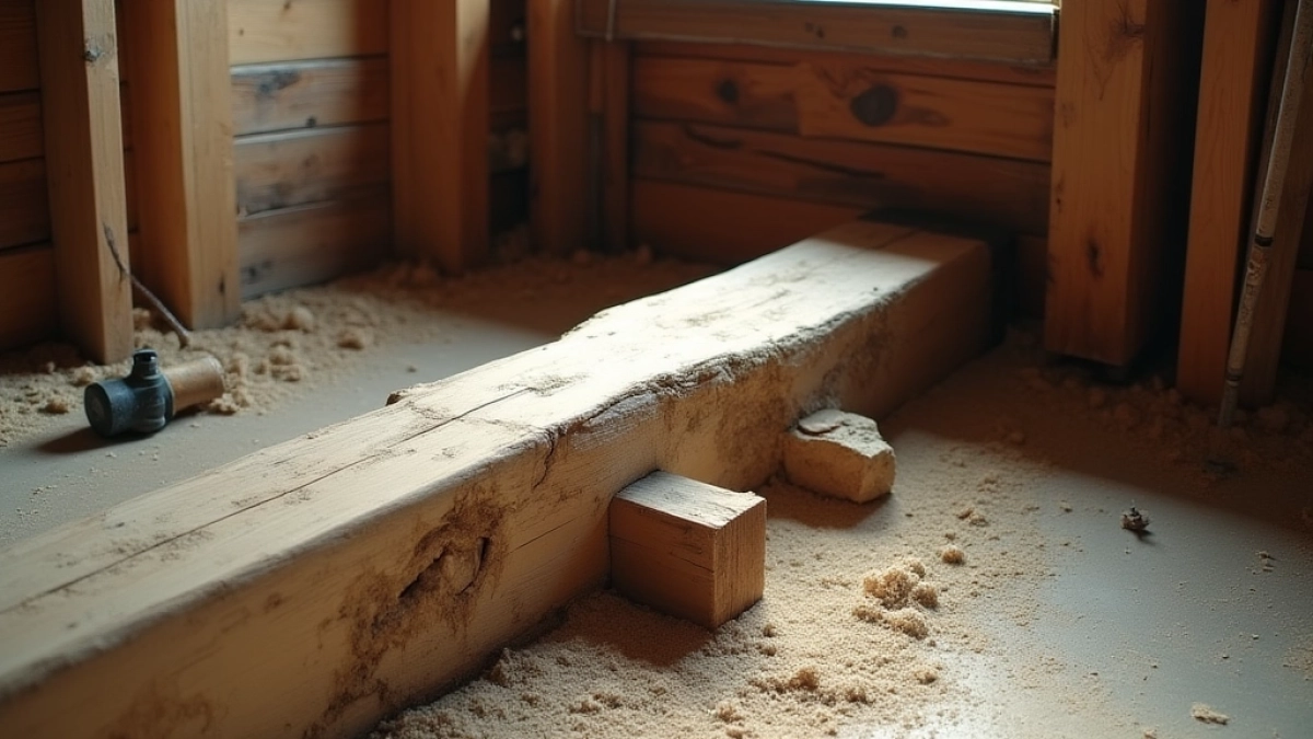 Wymiana podwaliny w domu drewnianym